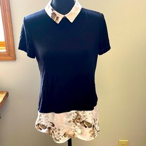 Elle Collared Black Shirt